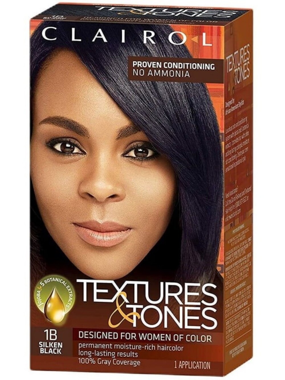 NWT Clairol Textures & Tones 1B Silken Black Brand New & Sealed